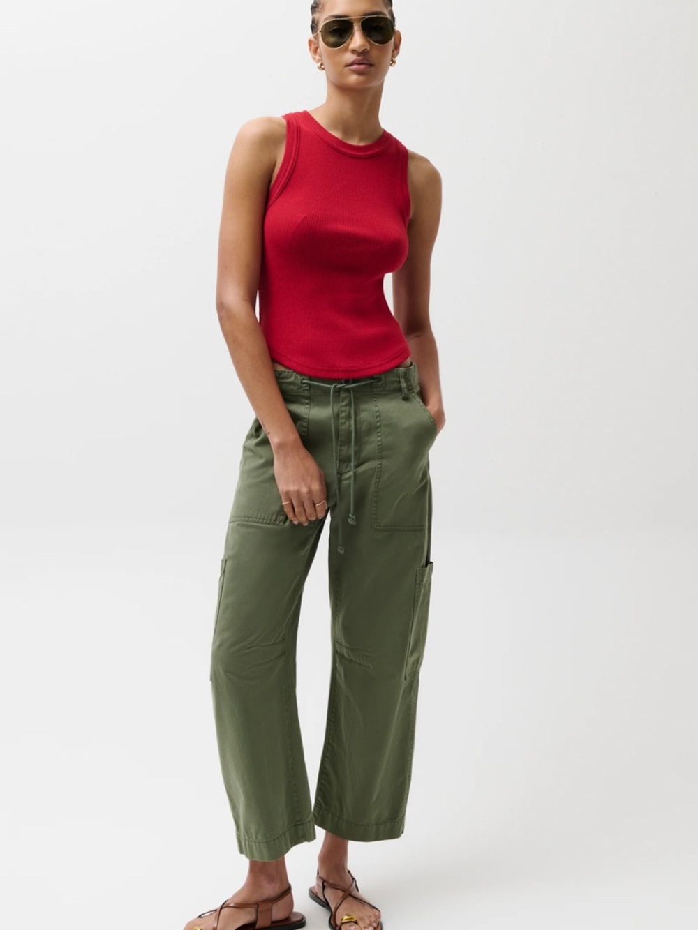 pistola Olive Wide-Leg Cargo Pants